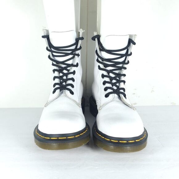 Dr. Martens Women's Pascal 1460 US6 White Leather Lace Up Ankle Combat Boots - Picture 3 of 15